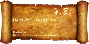 Hantó Balázs névjegykártya
